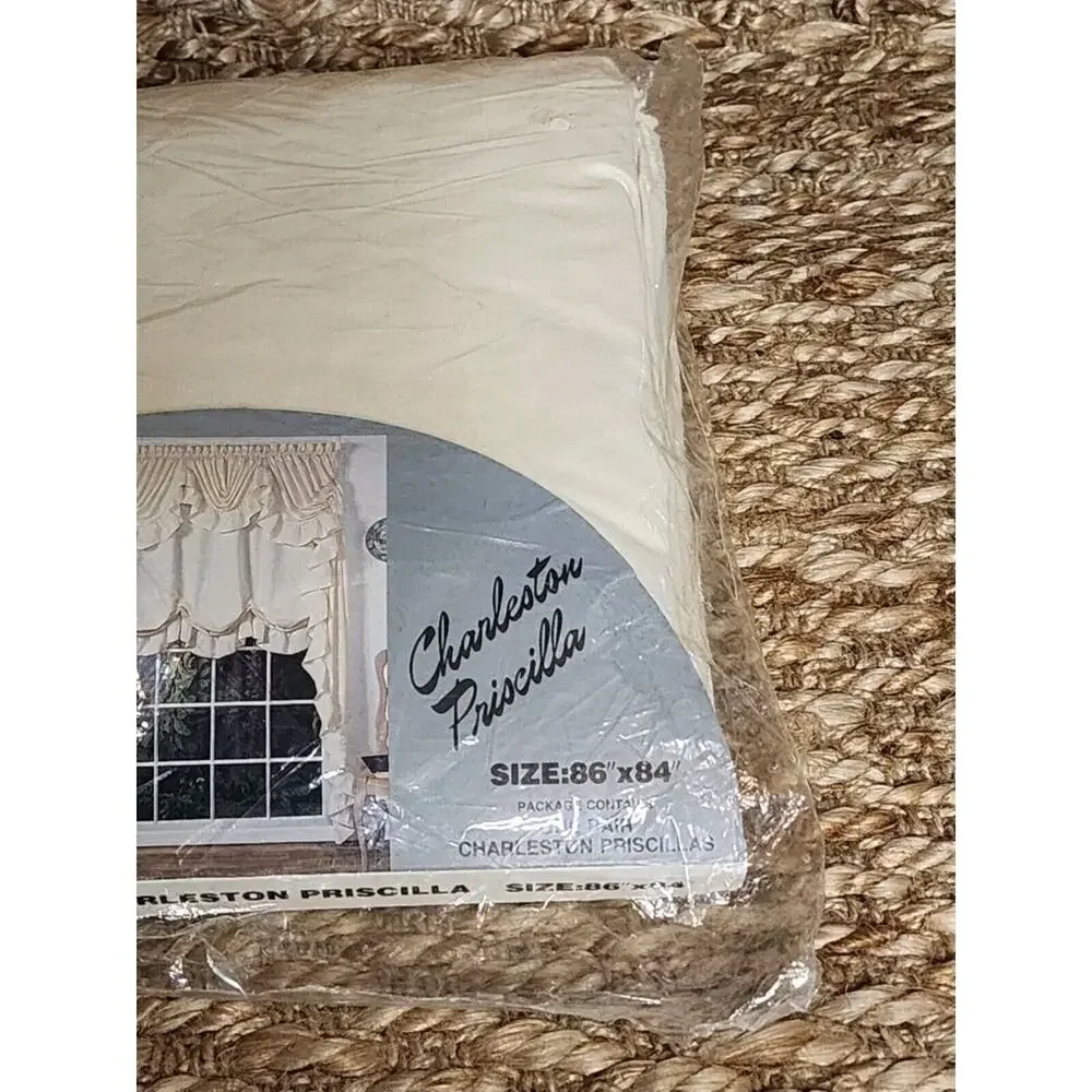 Vintage Ivory Charleston Priscillas Curtain One Pair 86